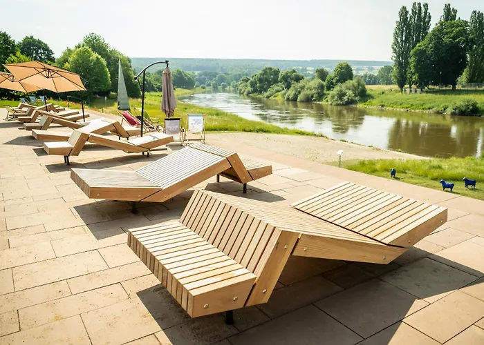 Ferienwohnung MW 1b 82m2 Höxter Weserbergland Weser inkl 2 Terrassen Wäsche und Endreinigung Self CheckIn